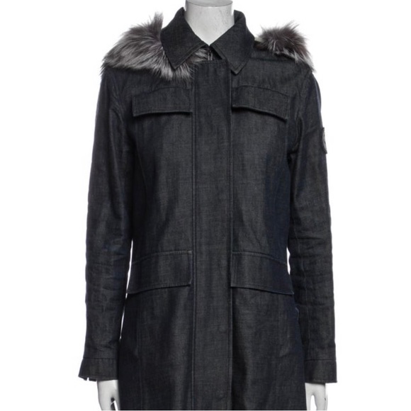 Pologeorgis Parka Blue Coat warm and stylish 
With Hood and fox fur  EUC US4 - Picture 4 of 14